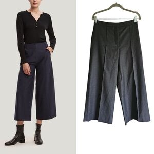 Judith & Charles Vergin Wool Culottes Wide Leg Pants Front Seam Gray Waist 14"